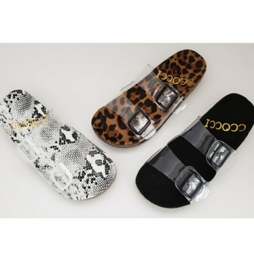 Clear leopard slide on sandal - Picture 6 of 9